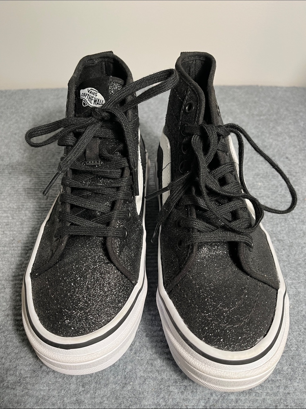 Vans Black High-Top Glitter Platform Sneakers